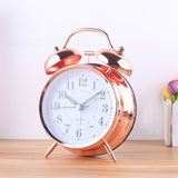 Luolandi 1x Bedside Alarm Clock with Twin Bell Vintage Battery Analogue Quartz Loud Alarm Vronze Gold