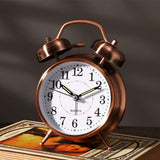 Luolandi 1x Bedside Alarm Clock with Twin Bell Vintage Battery Analogue Quartz Loud Alarm Vronze