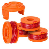 4/8Pack for Worx Wa0010 Replacement Spool Line Grass Trimmer Edger 10Ft +Cap Cover 4+1