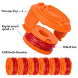 4/8Pack for Worx Wa0010 Replacement Spool Line Grass Trimmer Edger 10Ft +Cap Cover 4+1