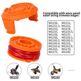 4/8Pack for Worx Wa0010 Replacement Spool Line Grass Trimmer Edger 10Ft +Cap Cover 4+1