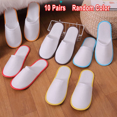 10Pairs Spa Hotel Guest Soft Slippers Closed Toe Disposable Travel Slipper