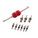 9Pcs Air Conditioning Valve Cores+1Pc Remover Tool A/C Repair Kit