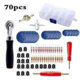 70Pcs 3 Sizes Car Truck Tire Repair Rubber Patch Tools Kit 32/42/58Mm W/ Roller
