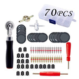70Pcs 3 Sizes Car Truck Tire Repair Rubber Patch Tools Kit 32/42/58Mm W/ Roller