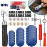 70Pcs 3 Sizes Car Truck Tire Repair Rubber Patch Tools Kit 32/42/58Mm W/ Roller