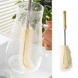 Cup Brush Cleaner with Long Handle - Small L-Shaped Cleaning Brush for Bottles, Mugs, Glasses, Ceramic, Plastic, and Vacuum Flasks, Soft Nylon Bristles, Convenient Hanging Design,10 inch, Easy Storage C