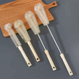 Cup Brush Cleaner with Long Handle - Small L-Shaped Cleaning Brush for Bottles, Mugs, Glasses, Ceramic, Plastic, and Vacuum Flasks, Soft Nylon Bristles, Convenient Hanging Design,10 inch, Easy Storage C
