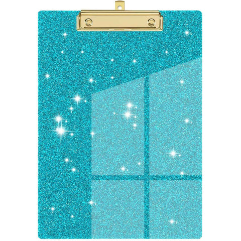 Acrylic Clipboards, Fashion Glitter Clip Board with Low Profile Gold Clip, Designed for Classroom School and Office Use, A4 Letter, 5.91x3.94x0.39 5.91" x 3.94" x 0.39" BU3