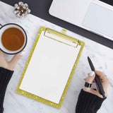 Acrylic Clipboards, Fashion Glitter Clip Board with Low Profile Gold Clip, Designed for Classroom School and Office Use, A4 Letter, 5.91x3.94x0.39 5.91" x 3.94" x 0.39" Pink