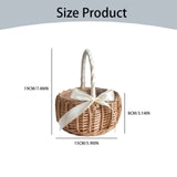 Wedding Flower Girl Basket, Wicker Rattan Flower Basket with Handle, Petal Basket Candy Storage Basket , Rattan Box Home Decoration, Khaki, 5.9x7.48 5.9" x 7.48" Khaki