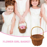 1 Piece Mini Small Wicker Basket,Wedding Flower Basket,3.14x1.96x5.51"Basket for Flower,Hand Woven Flower Basket,Kids Flower Stretch, Natural Hand Woven Easter Gift Basket with Handles,White BW1