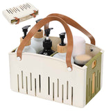 Cotton Woven Basket with PU Leather Handle, Clothes Toys Candy Gifts Cotton Rope Organizer, Living Room Basket Bathroom Shower Storage Laundry Basket, Dog Cat Bed, Fall Basket, 11.02x8.66x4.33 11.02" x 7.09" x 6.5" Green
