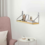 No-Drill Wall-Mounted Shelf with Adhesive Strips and Damage-Free Nails,Easy Installation on Any Wall Surface,Triangular Support,Versatile Use for Bedside,Projector,Router,Book Storage Yellow