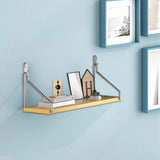 No-Drill Wall-Mounted Shelf with Adhesive Strips and Damage-Free Nails,Easy Installation on Any Wall Surface,Triangular Support,Versatile Use for Bedside,Projector,Router,Book Storage Yellow