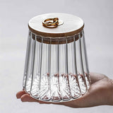 Sugar Containers With Bamboo Lids,Glass Coffee Canister Airtight Food Storage Jar With Lid, Candy Glass Canister Decorative Jars For Food Sugar Coffee Beans Tea, Coffee Bar Accessories B