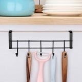Over The Door Hooks For Hanging, Over The Door Hanger, Over The Door Organizer,Over The Door Towel Rack For Bathroom With 5 Coat Hooks, Bathroom Towel Holder Towels Hanger,Bedroom Door Hooks,(Black) Black