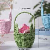 Woven Breads Baskets, Oval Small Fruit Baskets, Stackable Plastic Wicker Baskets for Serving Vegetables, Kitchen, Restaurant, Outdoor, Imitation Rattan, 1 Pcs, 7.48x5.11x2.75 4.88" x 8.19" Blue