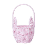 Woven Breads Baskets, Oval Small Fruit Baskets, Stackable Plastic Wicker Baskets for Serving Vegetables, Kitchen, Restaurant, Outdoor, Imitation Rattan, 1 Pcs, 7.48x5.11x2.75 4.88" x 8.19" Pink