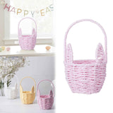 Woven Breads Baskets, Oval Small Fruit Baskets, Stackable Plastic Wicker Baskets for Serving Vegetables, Kitchen, Restaurant, Outdoor, Imitation Rattan, 1 Pcs, 7.48x5.11x2.75 4.88" x 8.19" Pink