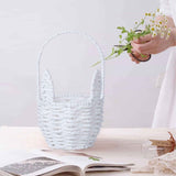 Woven Breads Baskets, Oval Small Fruit Baskets, Stackable Plastic Wicker Baskets for Serving Vegetables, Kitchen, Restaurant, Outdoor, Imitation Rattan, 1 Pcs, 7.48x5.11x2.75 4.88" x 8.19" Pink