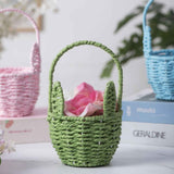 Woven Breads Baskets, Oval Small Fruit Baskets, Stackable Plastic Wicker Baskets for Serving Vegetables, Kitchen, Restaurant, Outdoor, Imitation Rattan, 1 Pcs, 7.48x5.11x2.75 4.88" x 8.19" White