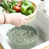 2 in 1 Kitchen Strainer Colander Bowls Set, Thickened Plastic Detachable Double Layer Drainage Basket Fruit Colander Draining Bowl Vegetable Washing Basket for Cleaning Washing, 7.87x3.54 7.87" x 3.54" Green