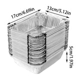 50 Pcs Disposable Aluminum Baking Pans,Rectangular Foil Trays for Grilling and Baking,Oven-Safe and Eco-Friendly,Perfect for Brownies,Lasagna,or Outdoor BBQ,No Cleanup Needed. Silver