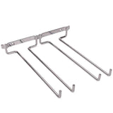 Hanging Glass Holder 2 Row Chrome Stemware Rack Under Shelf