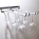 Hanging Glass Holder 2 Row Chrome Stemware Rack Under Shelf