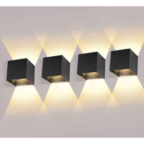 4 Pack 12W LED Wall Lights Adjustable Beam Angle IP65 Waterproof 3000K Warm White