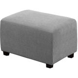 Square Ottoman Cover Soft Jacquard Stretch Footstool Cover Light Gray, Size S