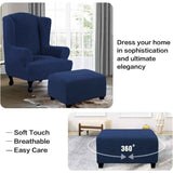 Square Ottoman Cover Soft Jacquard Stretch Footstool Cover Light Gray, Size S
