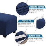 Square Ottoman Cover Soft Jacquard Stretch Footstool Cover Light Gray, Size S