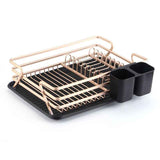 Aluminum Dish Drainer with Removable Tray Champagne Gold, 43 x 31.5 x 11 cm