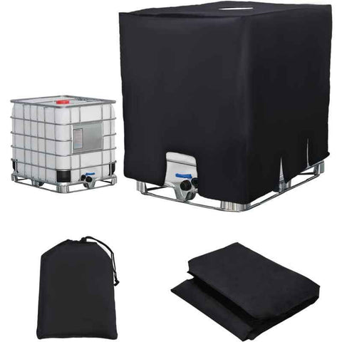 IBC Water Tank Cover Waterproof UV Resistant 420D Tarpaulin with Zipper, 300 L