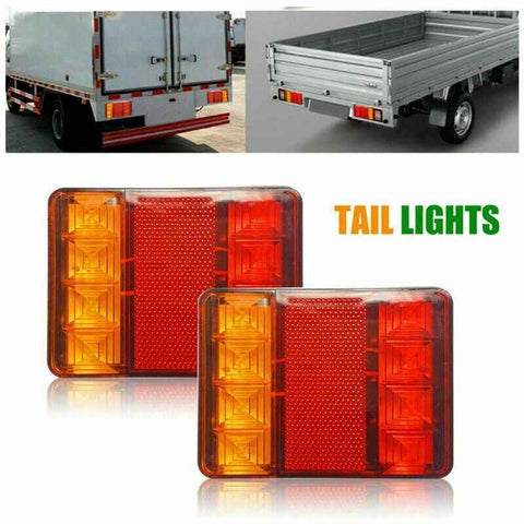 2 Pcs 8 LED Trailer Tail Lights E8 Approved IP65 Waterproof, 120 x 95 x 2