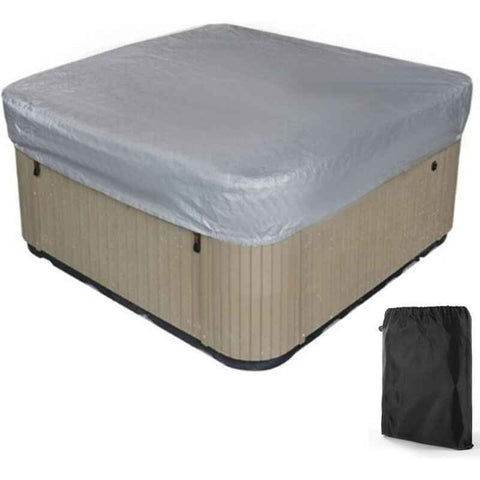 Spa Cover Square Hot Tub Cover Waterproof 190T Polyester Black Gray, 207 x 207 x 30 cm