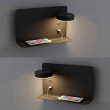 1 Pack Left Side 12W LED Reading Wall Lamp USB Charging 3 CCT Black