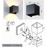 12W LED Wall Light 3000K Adjustable Beam Angle IP65 Waterproof Warm White
