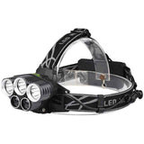 Rechargeable Headlamp 5 LED USB Head Torch 6 Modes Black