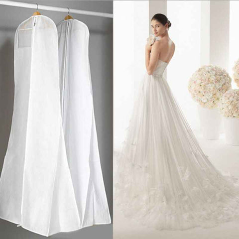 1 Pc Wedding Dress Dust Cover Breathable Non Woven Fabric White, 180 cm