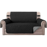 Recliner Armchair Cover Reversible Quilted Black, 2 Seater