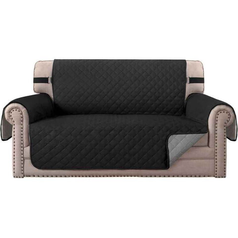 Recliner Armchair Cover Reversible Quilted Black, 2 Seater