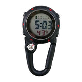 Digital Carabiner Watch Luminous Anti-scratch Precise Backpack Belt Pocket Clip on Watch for Outdoor Black