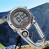 Digital Carabiner Watch Luminous Anti-scratch Precise Backpack Belt Pocket Clip on Watch for Outdoor Black