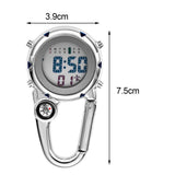 Digital Carabiner Watch Luminous Anti-scratch Precise Backpack Belt Pocket Clip on Watch for Outdoor Black