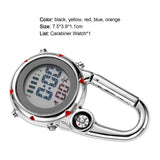 Digital Carabiner Watch Luminous Anti-scratch Precise Backpack Belt Pocket Clip on Watch for Outdoor Black