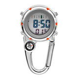 Digital Carabiner Watch Luminous Anti-scratch Precise Backpack Belt Pocket Clip on Watch for Outdoor Orange