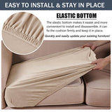 2 pack Stretch Cushion Cover, Couch Cushion Slipcover Sofa Seat Covers Furniture Protector with Elastic Bottom (Beige Gray, 2)